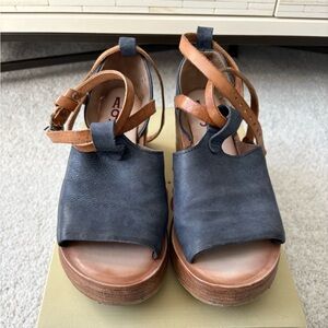 A.S.98 Nino Women's Leather Platform Wedge Sandal Size 37